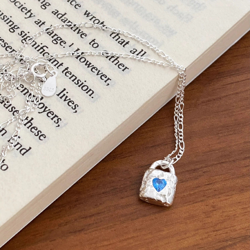 Simple Texture Blue Zircon Necklace