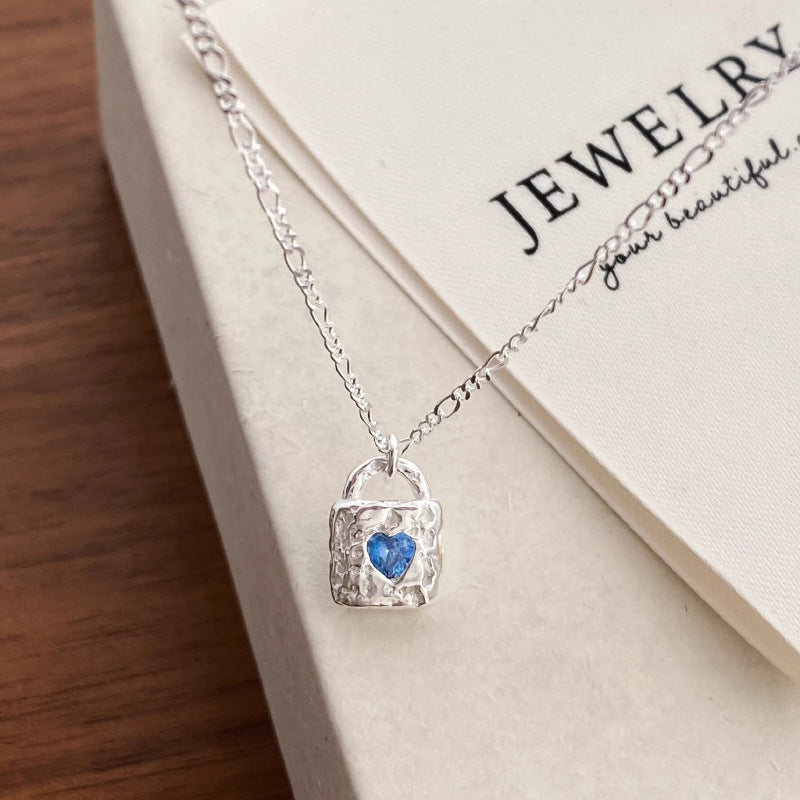 Simple Texture Blue Zircon Necklace